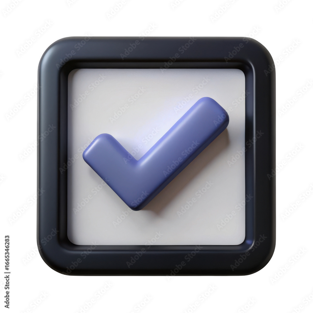 Poster 3d check mark icon isolated on transparent background