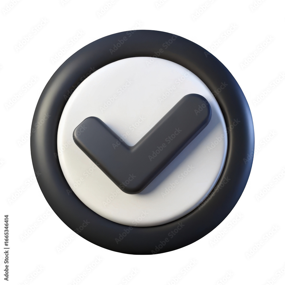 Poster 3d checkmark icon isolated on transparent background