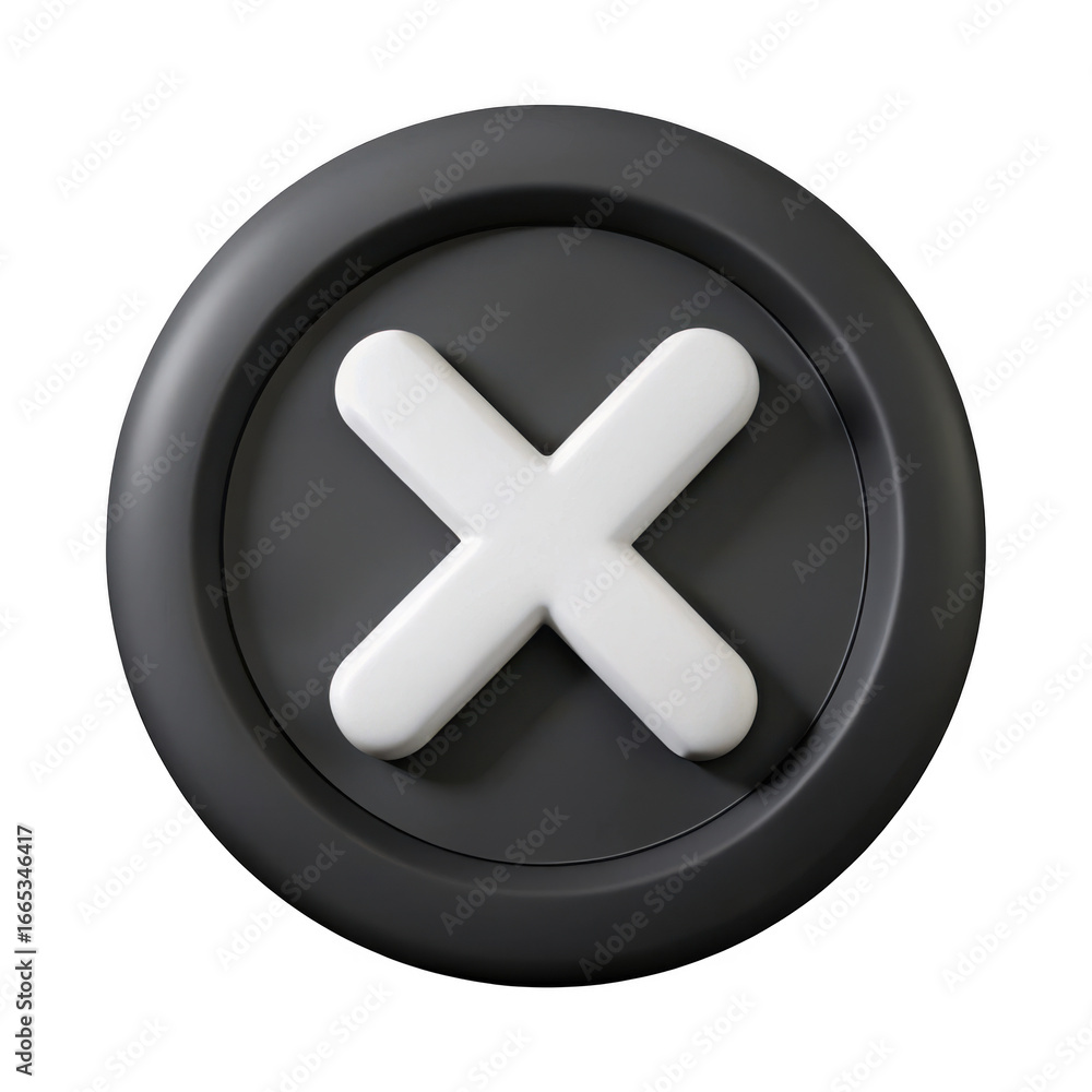 Poster 3d cross button icon isolated on transparent background