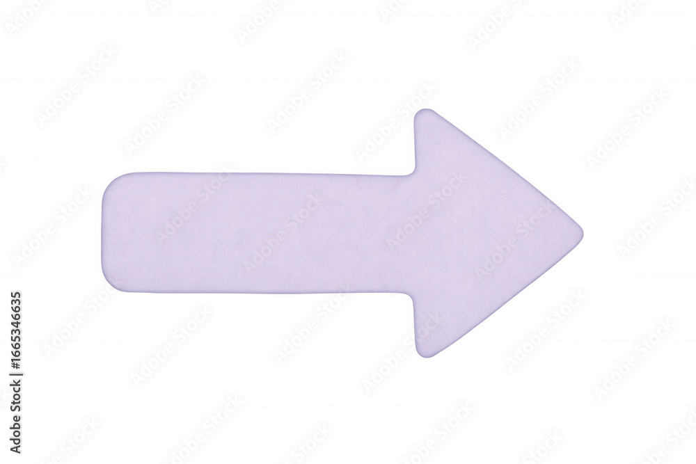 Poster purple directional arrow pointing leftward, transparent background, graphic design element with clea
