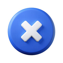 Fototapeta premium 3d blue circle with white cross icon isolated on transparent background