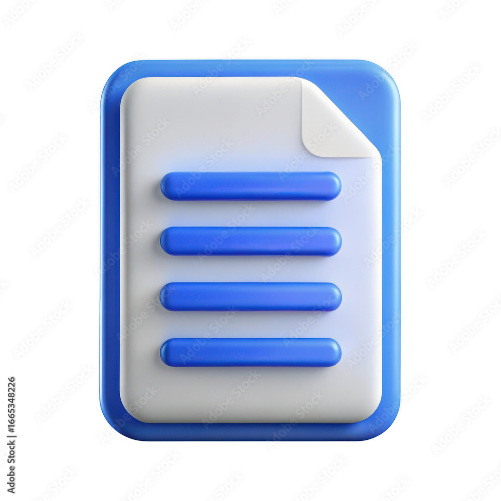 Poster 3d document icon with blue border isolated on transparent background