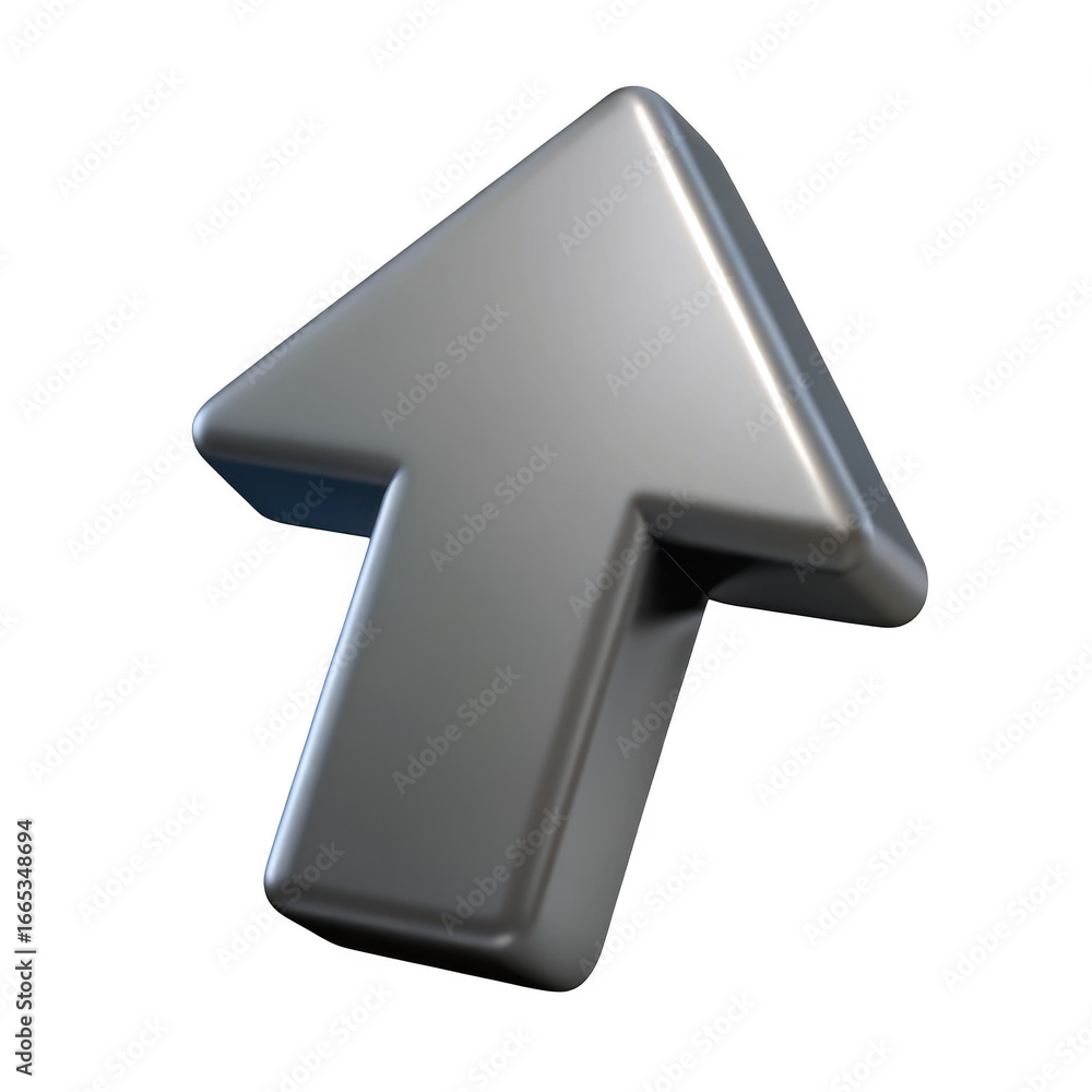 Poster 3d metallic up arrow icon isolated on transparent background
