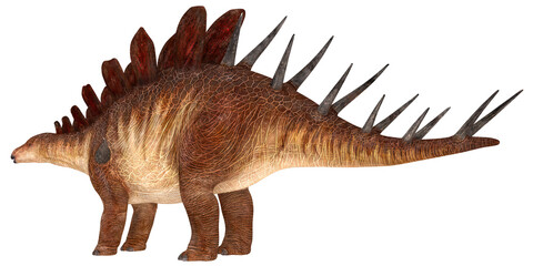 Realistic depiction of a Stegosaurus dinosaur.