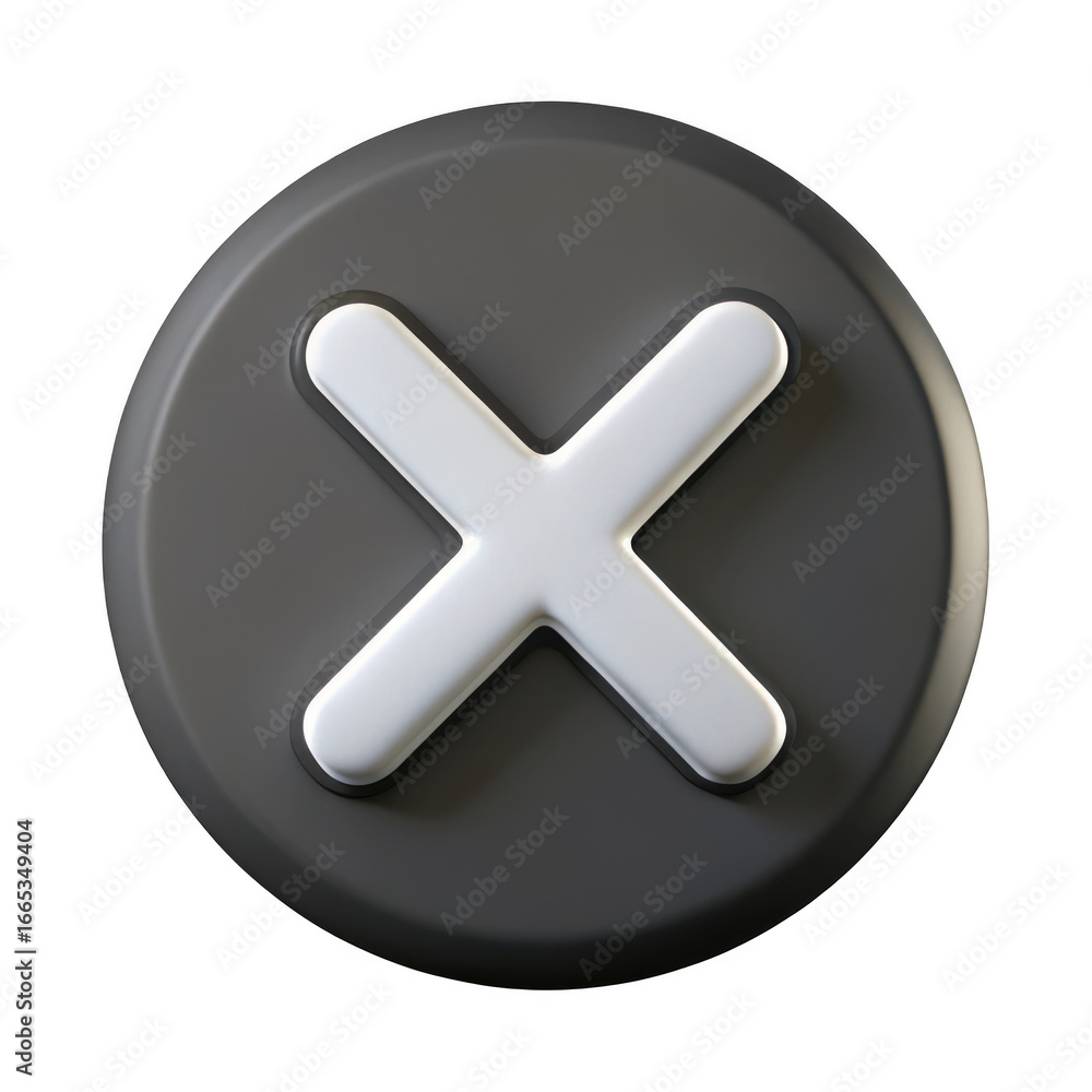 Poster 3d cross button icon isolated on transparent background