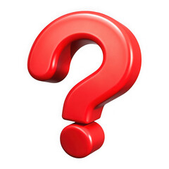 Bold 3d rendered red question mark isolated on a black background for questions and mysteries