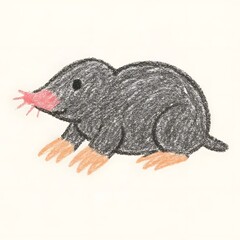 Fototapeta premium 두더지, 크레용 아트 일러스트, jpeg (Mole, crayon art Illustration, jpeg)