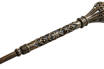 intricate old metal magic wand isolated AI generated by PNG