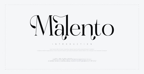 Malento, Luxury wedding alphabet letters font. Typography elegant classic serif fonts and number decorative vintage retro concept for logo branding. vector illustration
