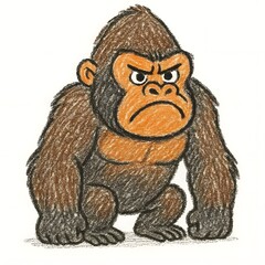 Obraz premium 서부 로랜드 고릴라, 크레용 아트 일러스트, jpeg (Western lowland gorilla, crayon art Illustration, jpeg)