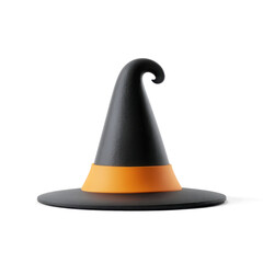 Fototapeta premium Black witch hat with orange band and pointed tip for halloween costumes and festive wear 