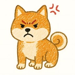 시바견, 크레용 아트 일러스트, jpeg (Shiba Inu, crayon art Illustration, jpeg)