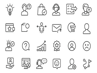 Collection of business and customer service icons isolated on white background
