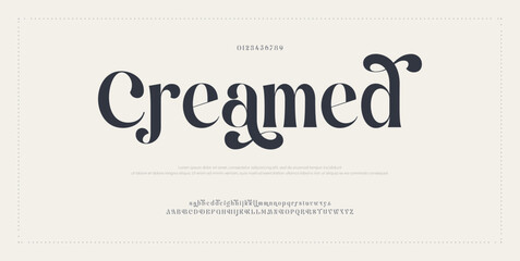 Creamed, Luxury alphabet letters font. Typography elegant wedding classic lettering serif fonts decorative vintage retro concept. vector illustration
