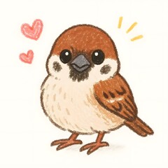 Fototapeta premium 참새, 크레용 아트 일러스트, jpeg (Eurasian tree sparrow, crayon art Illustration, jpeg)