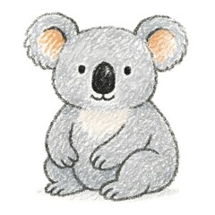 코알라, 크레용 아트 일러스트, jpeg (Koala, crayon art Illustration, jpeg)