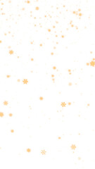 snow flakes and golden stars dust glitter falling on transparent background , png snowfall new year and Christmas isolated vertical social media overlay design element	