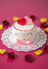 Romantic Small Heart Cake Valentines Day Dessert