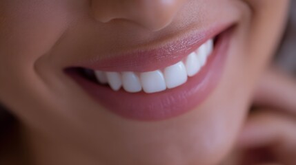 Fototapeta premium Close-up portrait of a perfect smile with white teeth and soft lighting