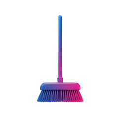 Vibrant gradient 3D render of a broom showcasing smooth color transitions across its handle and bristles, presented with a clean, modern aesthetic.