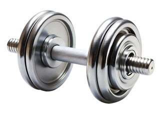 Fototapeta premium Chrome dumbbell for weightlifting and strength training isolated on transparent background