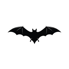 A minimal flat bat silhouette, depicted as a sleek and simple 2D graphic illustration, evokes a sense of mystery and modern aesthetic.
