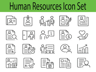 Human resources icon set with business people isolated on white background