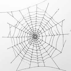 Obraz premium An intricate spider web forms a delicate, spooky pattern, rendered as a precise outline vector illustration on a clean background.