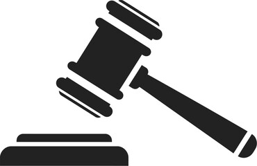 A black gavel and sound block on a white background Eps 10