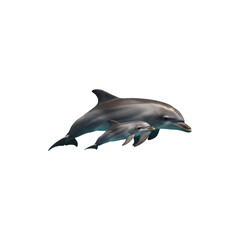 Fototapeta premium Playful dolphin swimming isolated on white – marineaquatic animal wildlife stock photo