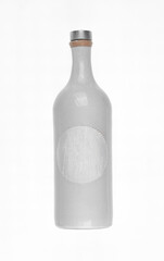 white ceramic bottle for alcohol isolated on white background