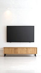 Modern TV stand against a white wall