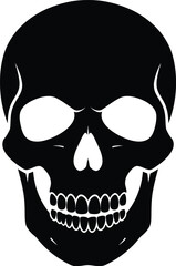 A black silhouette of a human skull with a white background Eps 10