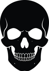 A black silhouette of a human skull on a white background Eps 10