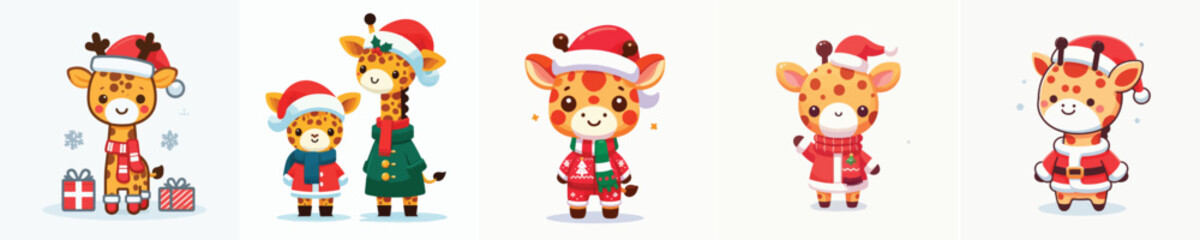 cute giraffe vector christmas costume