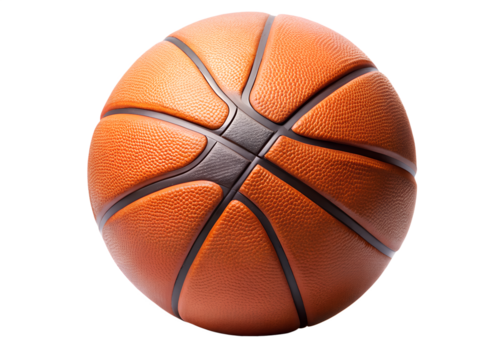 A single basketball isolated on transparent background