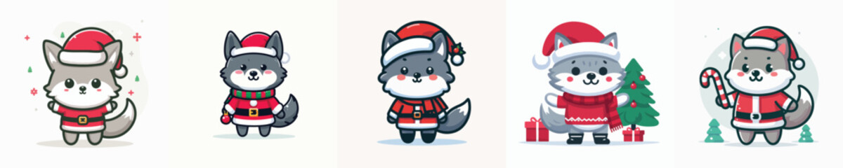 cute wolf vector christmas costume