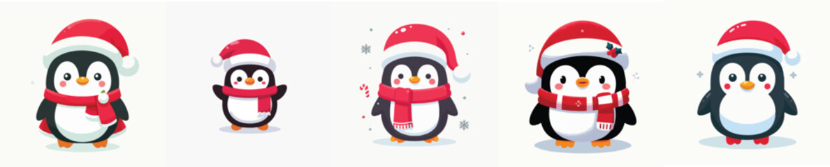 Obraz premium cute penguin vector christmas costume