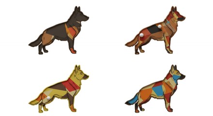 German shepherd dog color variations silhouettes