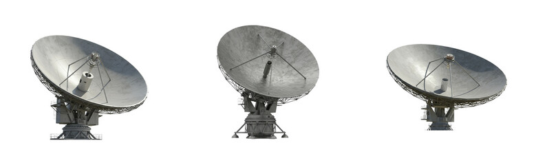 Satellite dish rotation for signal reception telecommunications site series clear perspective isolated set png