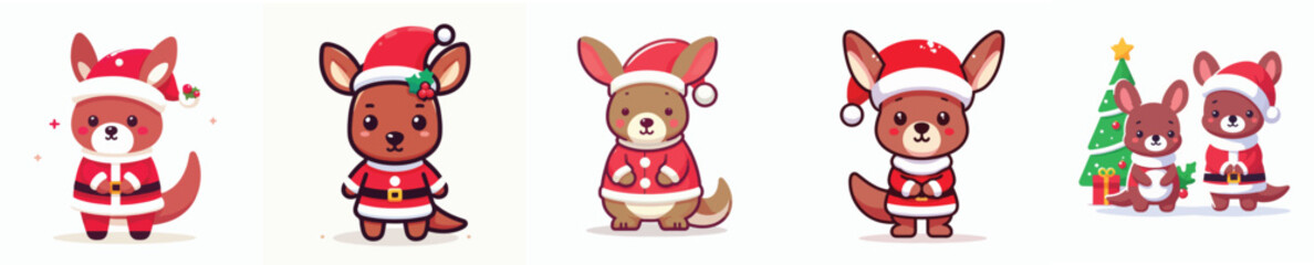 vector cute kangoroo christmas costume