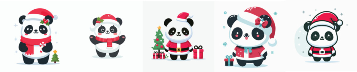 cute panda vector christmas costume