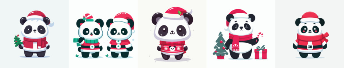 cute panda vector christmas costume