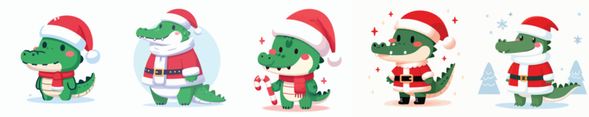 cute crocodile vector christmas costume