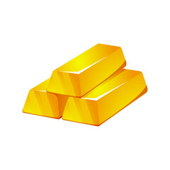 Golden Bullion Bars Stacked Together on a White Background, Symbol of Wealth