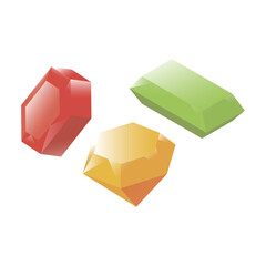 Shiny Gems Red, Yellow, and Green Crystal Cluster Digital Art