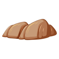 Cartoon illustration of two brown rocks with rounded shapes on white background