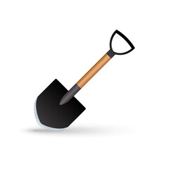 Realistic shovel icon for groundwork, agriculture, and construction projects