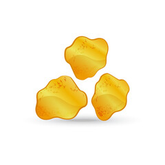 Golden nuggets representing wealth and prosperity, isolated on a white background