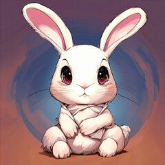 Anime. White bunny close-up